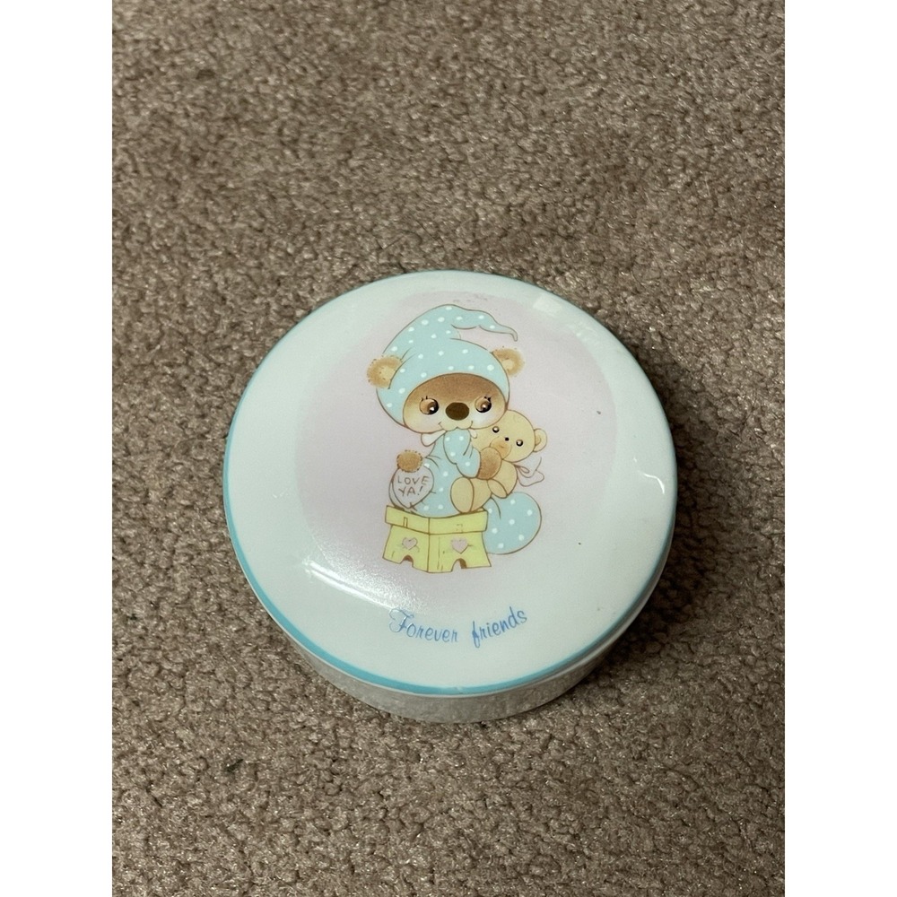 Sleepytime Bear Trinket Box Porcelain Jewelry Wallace Berrie 1983 With Lid